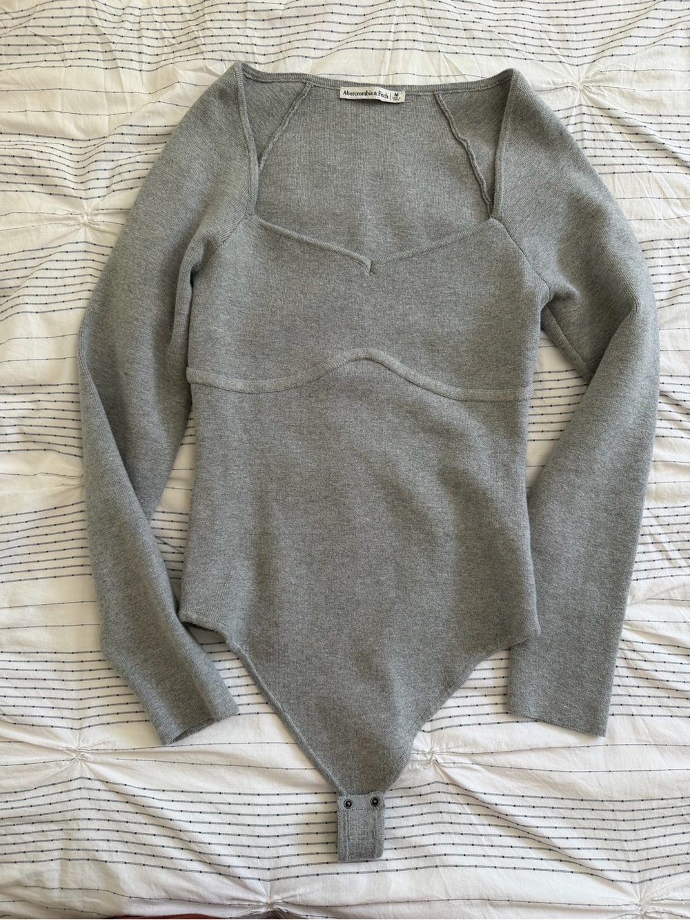 Abercrombie & Fitch Gray Sweater Long-Sleeve Bodysuit